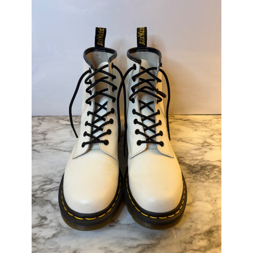 Dr. Martens 1460 White Smooth Leather 8-Eye Lace Up Boots Mens 8 Womens 9 11821